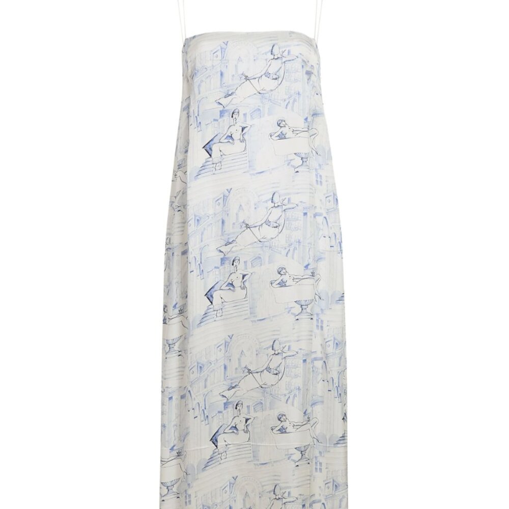 NWT - KHAITE Sicily illustration-print midi dress - Size 4